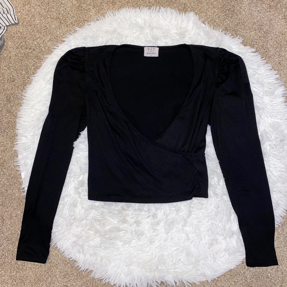 Project Social T Deep "V" Wrap Long‎ Sleeve